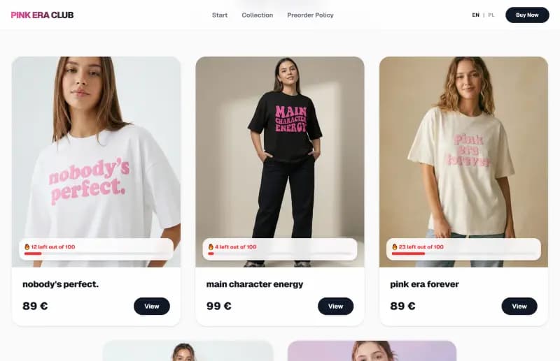 Pink Era Club: E-commerce / marka modowa